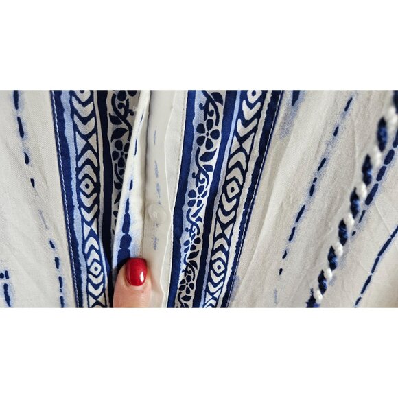 Chico's Woman SZ XL (chico 3)Button Up Blouse Tasseled Bohemian Hippie Casual - Picture 3 of 7